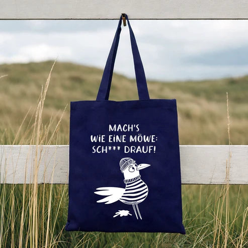 Stoffbeutel -Sei eine Möwe scheiß drauf-