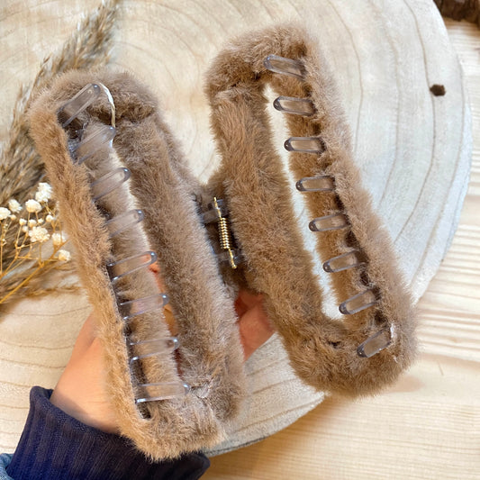 Haarspange Plüsch -Braun-