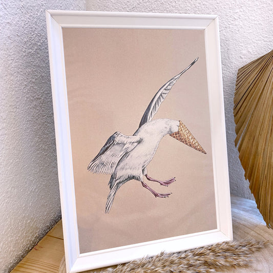 Kunstdruck A4 -Fliegende Eismöwe-