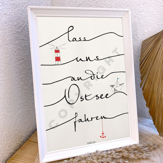Kunstdruck A4 -lass uns an die Ostsee-