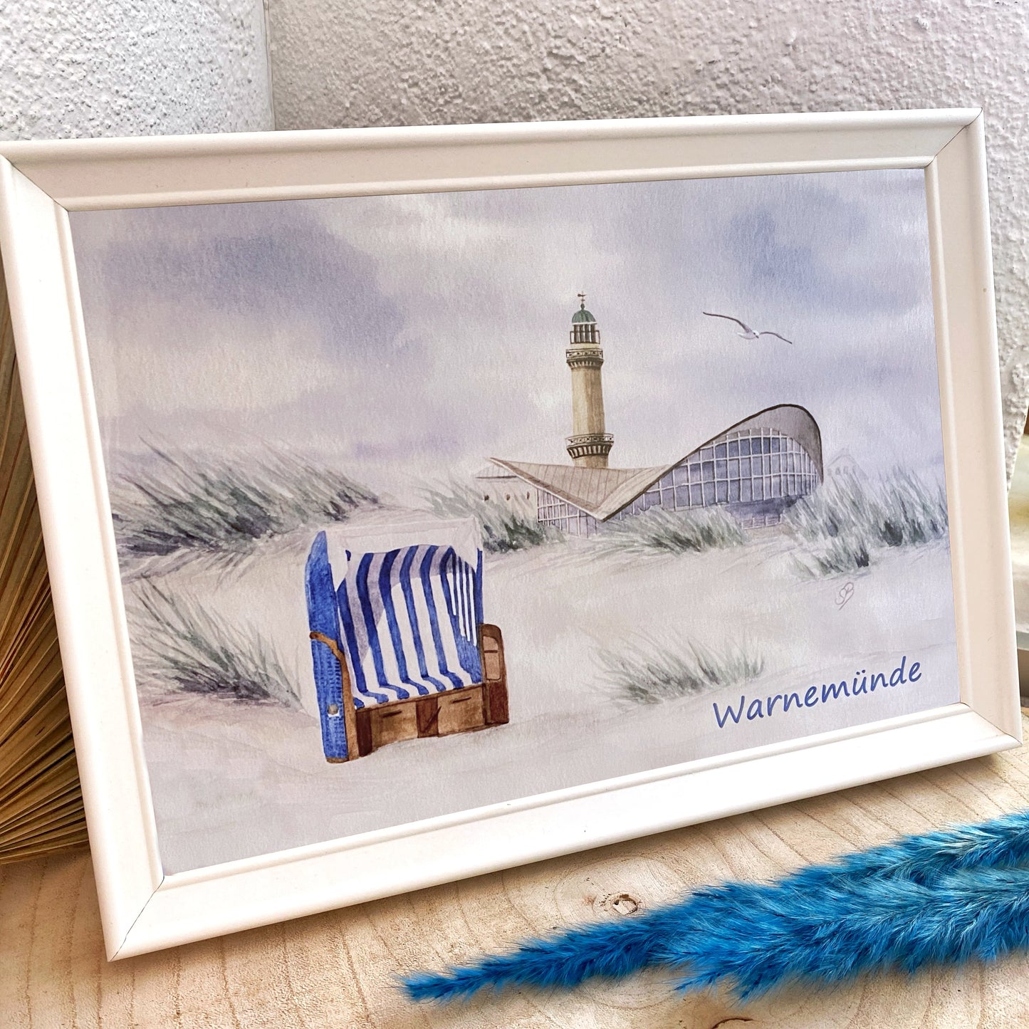 Kunstdruck A4 -Warnemünde/Strandkorb Q-