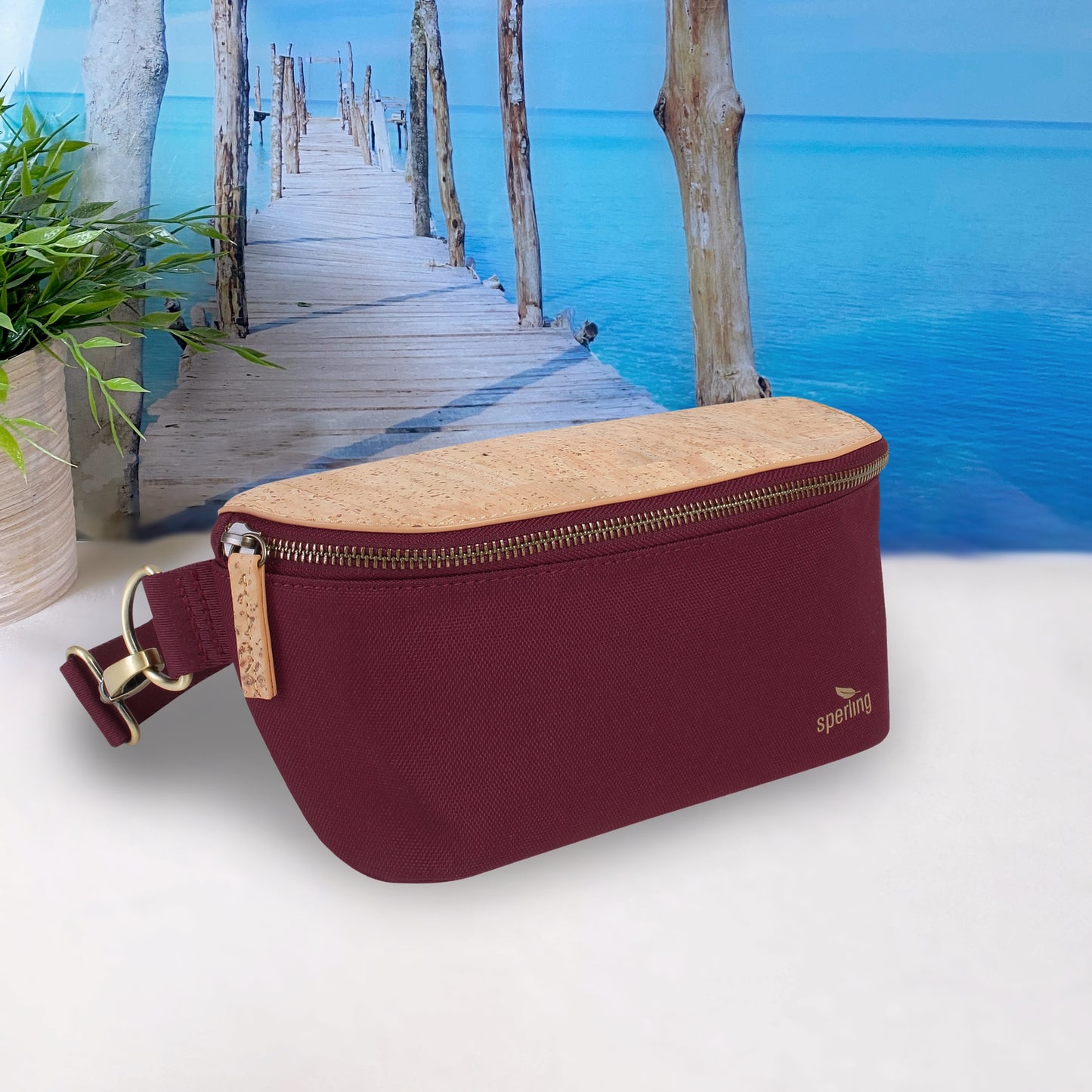 Bauchtasche Sperling Casual *Bordeaux/Kork Hellbraun*
