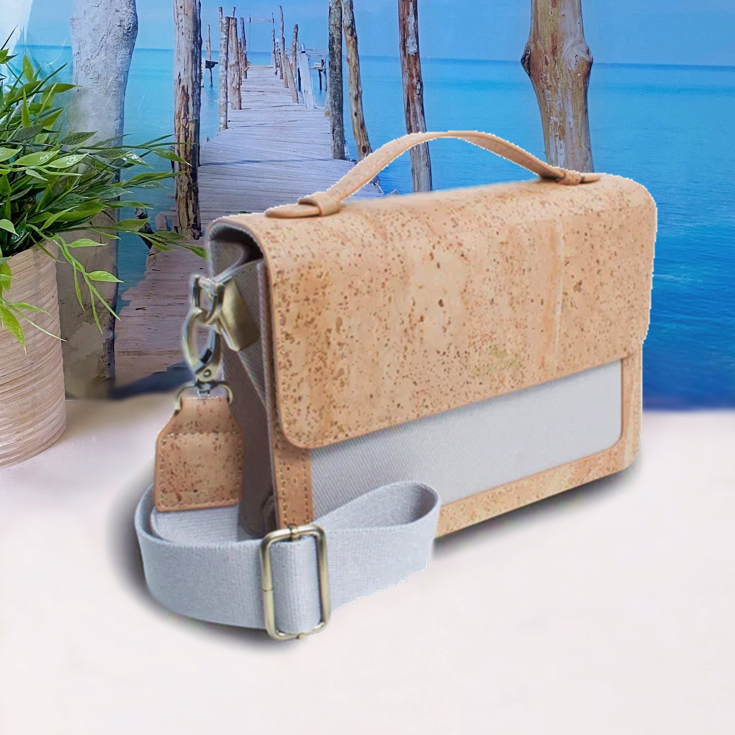 Handtasche Sperling Bonny *Hellgrau/Kork Hellbraun*
