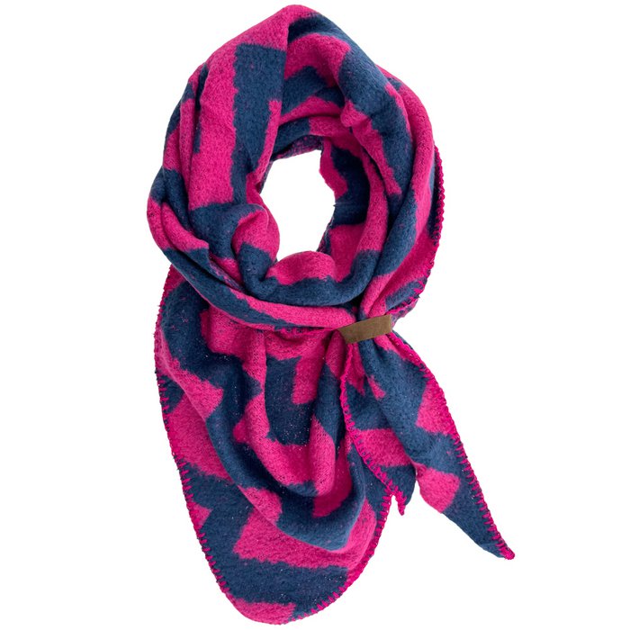 Schal ZikZak -Fuchsia/Blau-