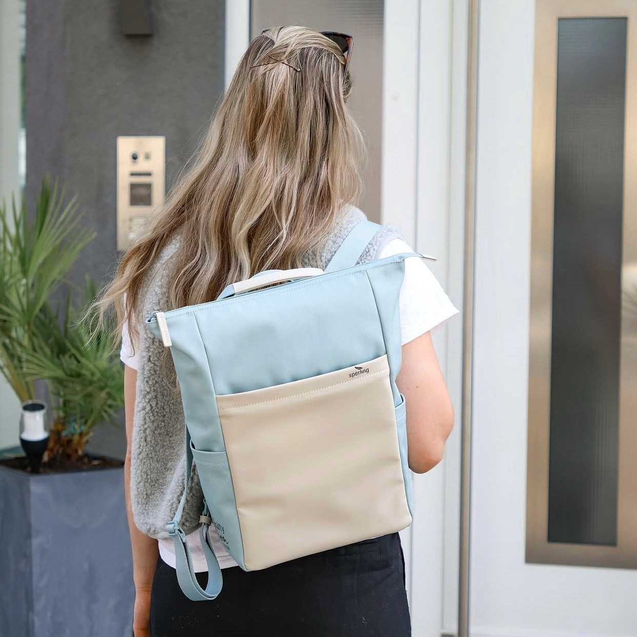 2 in 1 Rucksack/Tasche Sperling Triple *Hellblau/Creme*