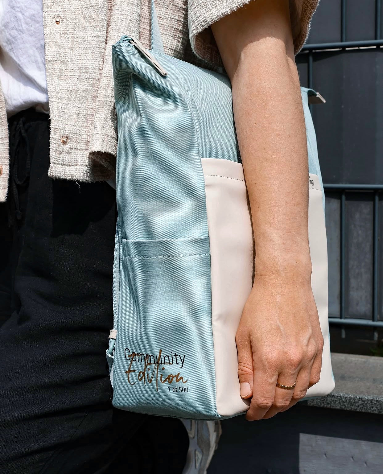 2 in 1 Rucksack/Tasche Sperling Triple *Hellblau/Creme*