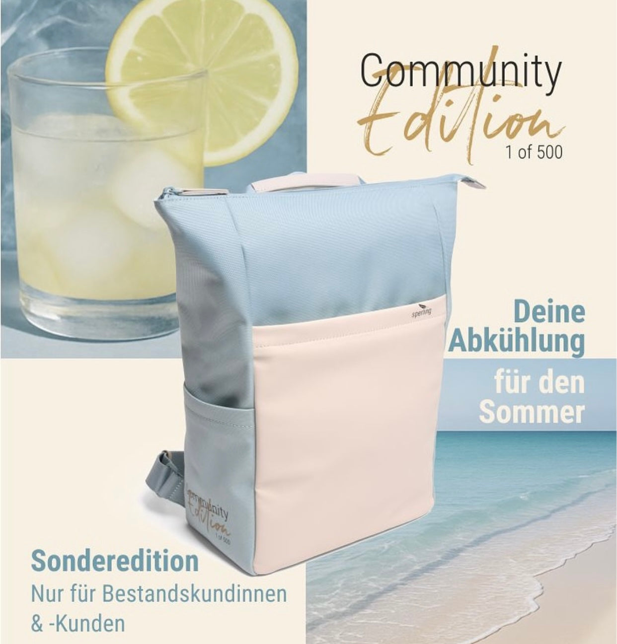 2 in 1 Rucksack/Tasche Sperling Triple *Hellblau/Creme*